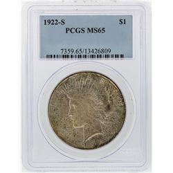 1922-S $1 Peace Silver Dollar Coin PCGS Graded MS65