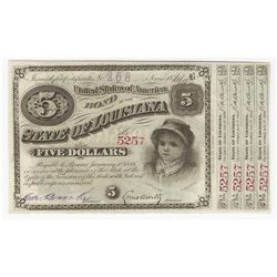1876/7 $5 State of Louisiana Baby Bonds