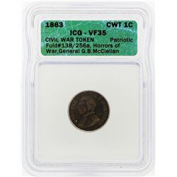 1863 Civil War Token General Horros of War ICG Graded VF35