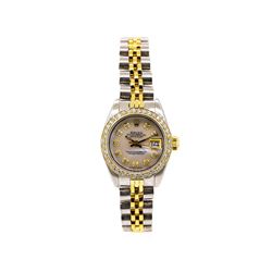 Ladies Two-Tone Rolex Datejust Watch with Diamond Bezel & Dial