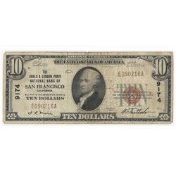 1929 $10 San Francisco California National Currency Note