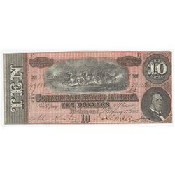 1864 $10 Confederate States of America Note