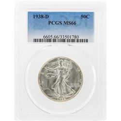 1938-D Liberty Walking Half Dollar Coin PCGS Graded MS66