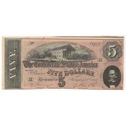 1864 $5 The Confederate States of America Note