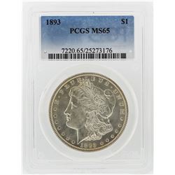 1893 $1 Morgan Silver Dollar Coin PCGS Graded MS65