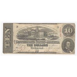 1863 $10 The Confederate States of America Note