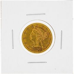 1898-S $5 Liberty Head Half Eagle Gold Coin AU