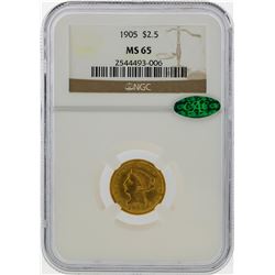 1905 $2 1/2 Liberty Head Quarter Eagle Gold Coin NGC MS65 CAC