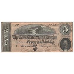 1864 $5 The Confederate States of America Note