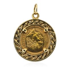 14K Pendant 1945 2 1/2 Peso Mexico Gold Coin