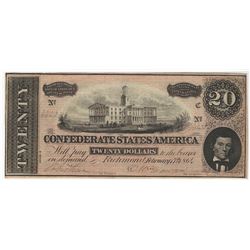 1864 $20 The Confederate States of America Note