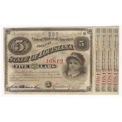1875/6 $5 State of Louisiana Baby Bonds