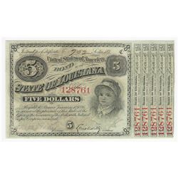 1875/8 $5 State of Louisiana Baby Bond Obsolete Note