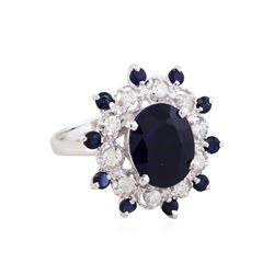 14KT White Gold 5.94ct Sapphire and Diamond Ring