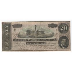 1864 $20 The Confederate States of America Note