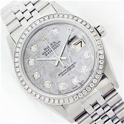 Mens Rolex Stainless Steel Meteorite Diamond Datejust Wristwatch
