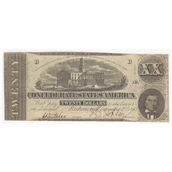 1862 $20 The Confederate States of America Note