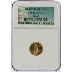 1986 $5 American Gold Eagle Coin First Year Issue NGC Graded MS69