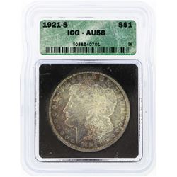 1921-S $1 Morgan Silver Dollar ICG Graded AU58