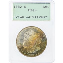 1882-S $1 Morgan Silver Dollar PCGS Graded MS64 w/ Nice Toning
