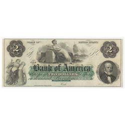 1800s $2 Rhode Island Bank of America Obsolete Bank Note