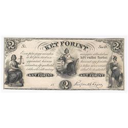 1800s $2 Ket Forint Obsolete Bank Note