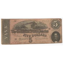 1864 $5 Confederate States of America Note