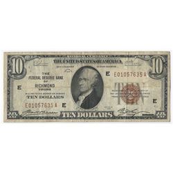 1929 $10 The Federal Reserve Bank of Richmond National Currency Note