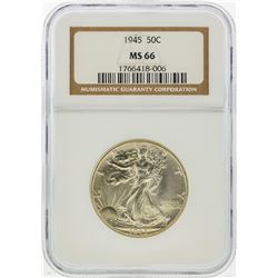 1945 Walking Liberty Half Dollar Coin NGC MS66