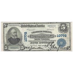 1902 $5 New York Chatham Phenix National Bank Note Charter #10778