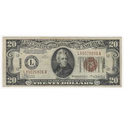 1934A $20 Federal Reserve Emergency Hawaii Note