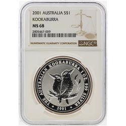 2001 $1 Australia Kookaburra Silver Coin NGC MS68
