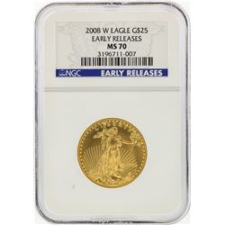 2008-W $25 American Gold Eagle Coin NGC Graded MS70