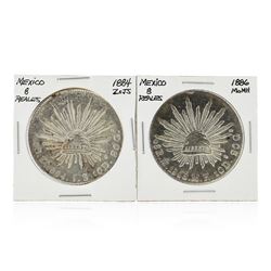 Set of (2) 1884 & 1886 8 Reales Mexico Silver Coins
