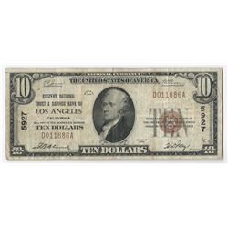 1929 $10 Los Angeles California National Currency Note