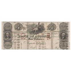 1800s $4 Bank of Augusta Obsolete Bank Note