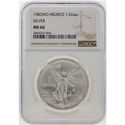 1983-MO Mexico 1 Onza Libertad Silver Coin NGC MS66