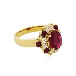 14KT Yellow Gold 2.60ctw Ruby and Diamond Ring
