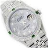 Image 1 : Mens Rolex Stainless Steel Meteorite Diamond and Emerald Datejust Wristwatch
