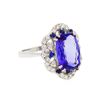 Image 1 : 14KT White Gold 5.49ct Tanzanite, Sapphire, and Diamond Ring
