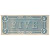 Image 2 : 1864 $5 The Confederate States of America Note