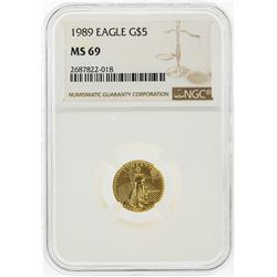 1989 $5 American Gold Eagle Coin NGC Graded MS69