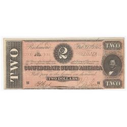 1864 $2 The Confederate States of America Note