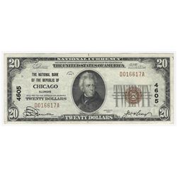 1929 $20 National Currency Chicago Bank Note