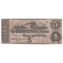 1862 $5 The Confederate States of America Note