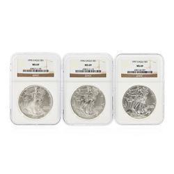 1995-1997 $1 American Silver Eagle Coin Set NGC MS69