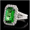 Image 2 : 18K White Gold 4.09ct Tsavorite & 1.11ct Diamond R