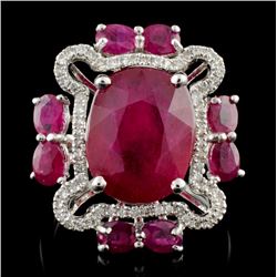 18K White Gold 7.85ct Ruby & 0.30ctw Diamond Ring