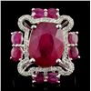 Image 1 : 18K White Gold 7.85ct Ruby & 0.30ctw Diamond Ring