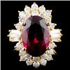 Image 1 : 14K Gold 5.76ct Tourmaline & 1.31ctw Diamond Ring